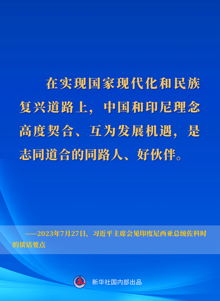 习近平主席会见印度尼西亚总统佐科时的谈话要点