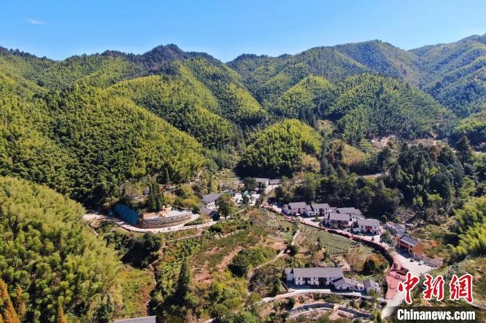 航拍江西井冈山市神山村，青山环绕，风景秀美。　刘力鑫 摄