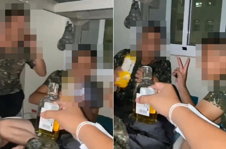 台军在宿舍开“饮酒趴”。图片来源：台湾“中时新闻网”。