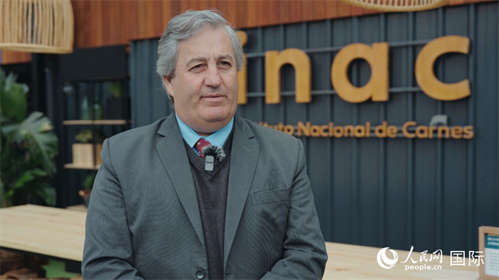 乌拉圭国家肉类协会主席康拉德·费贝尔接受人民网专访。人民网记者 张若涵摄