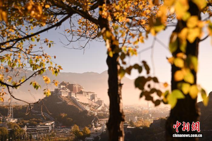 拉萨团结公园秋景如画