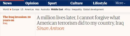 【世界说】伊拉克作家刊文痛斥美国:100万人丧生,就是美国恐怖主义在伊拉克造成的后果 无法原谅!